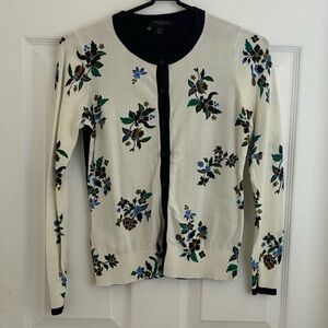 ANN TAYLOR cream and black floral patterned shirt